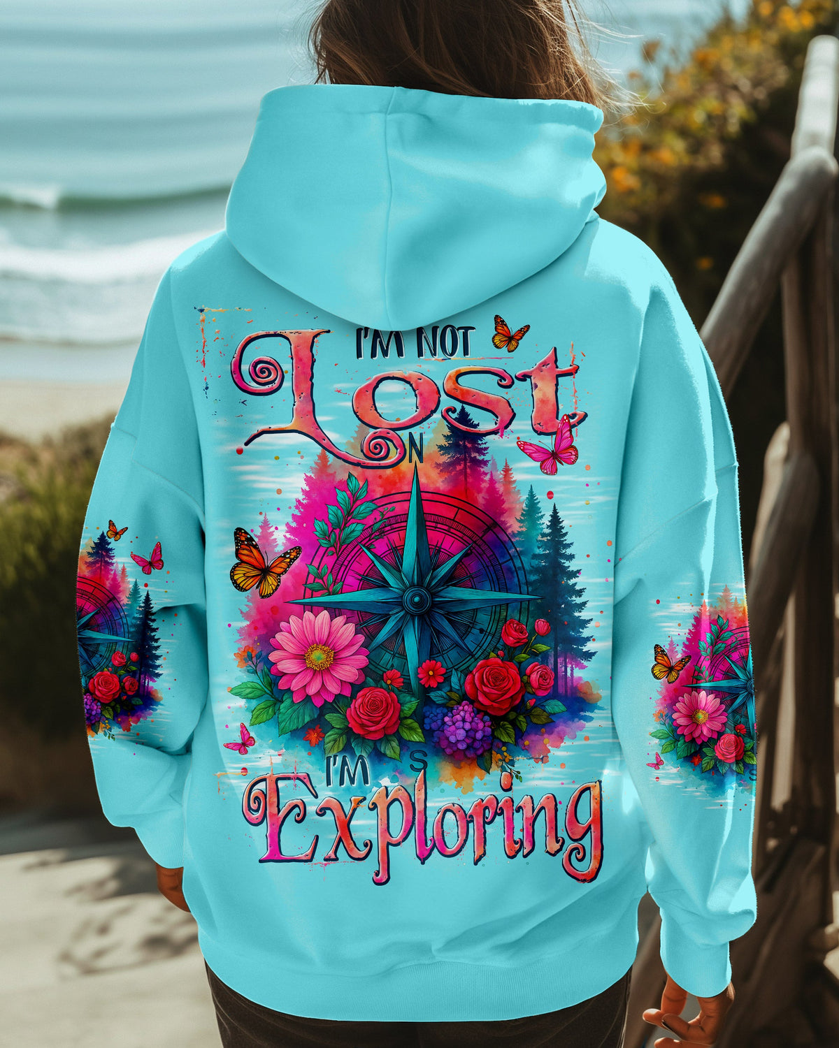BLISSCORNERS I'M NOT LOST I'M EXPLORING COMPASS ALL OVER PRINT