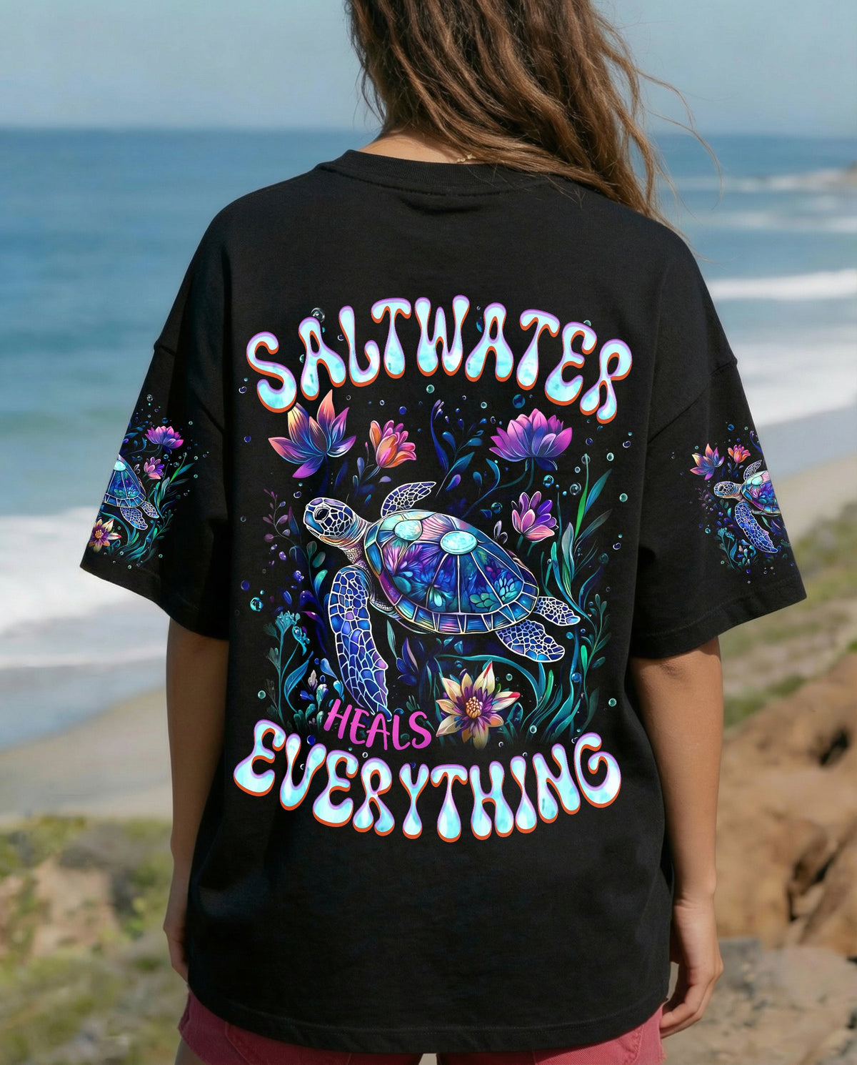 BLISSCORNERS SALTWATER HEALS EVERYTHING TURTLE ALL OVER PRINT
