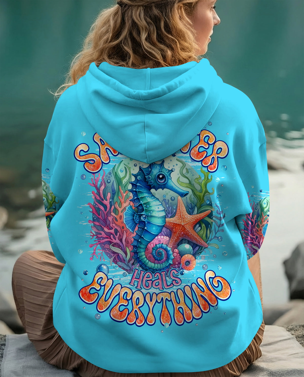 BLISSCORNERS SALTWATER HEALS EVERYTHING SEAHORSE ALL OVER PRINT