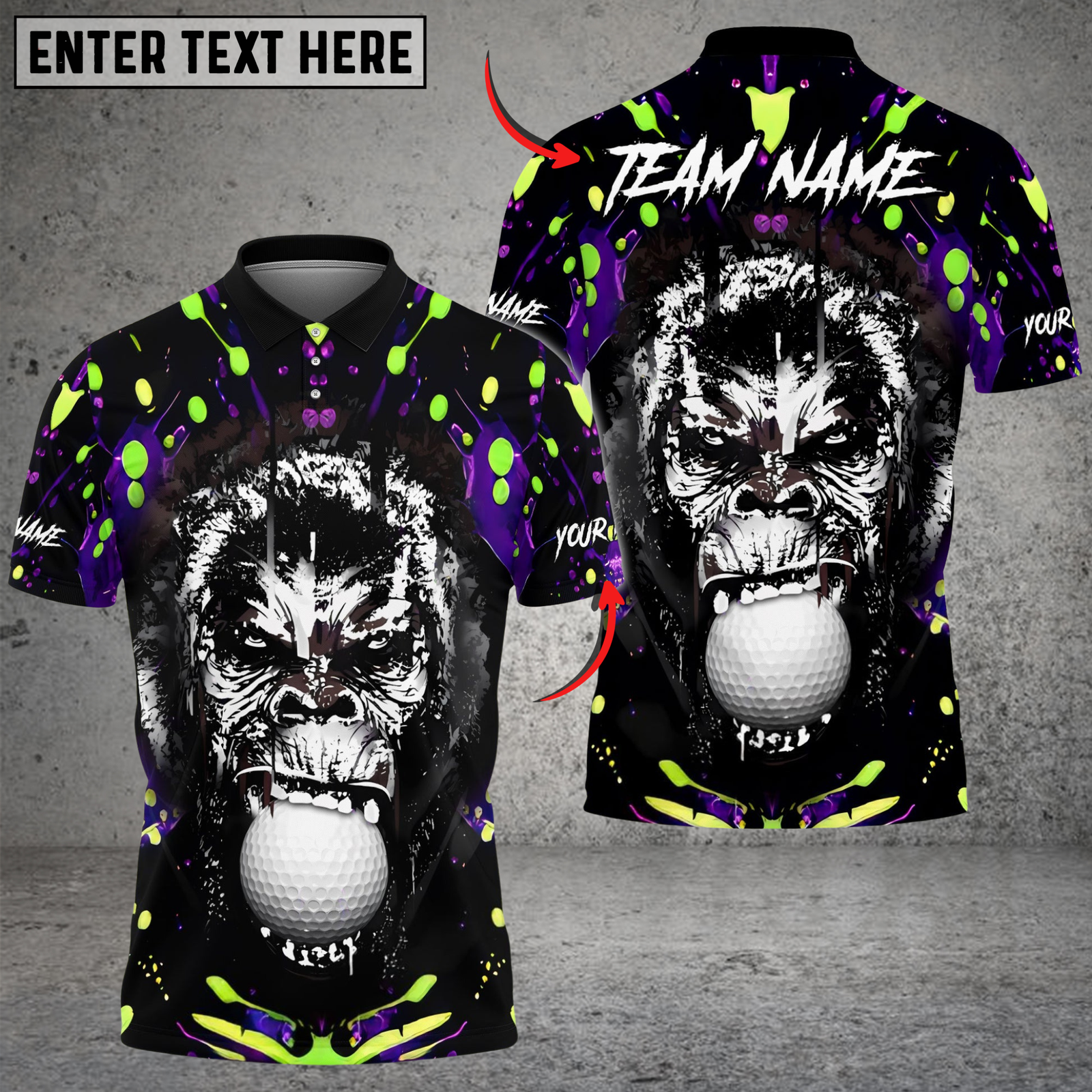 Blisscorners Savage Gorilla Golf Polo Shirt Custom Name & Team Name 3D Shirts