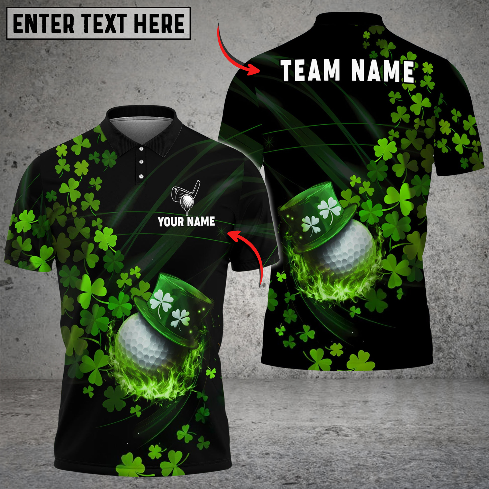 Blisscorners Lucky Shamrock Golf Polo Shirt Custom Name & Team Name 3D Shirts
