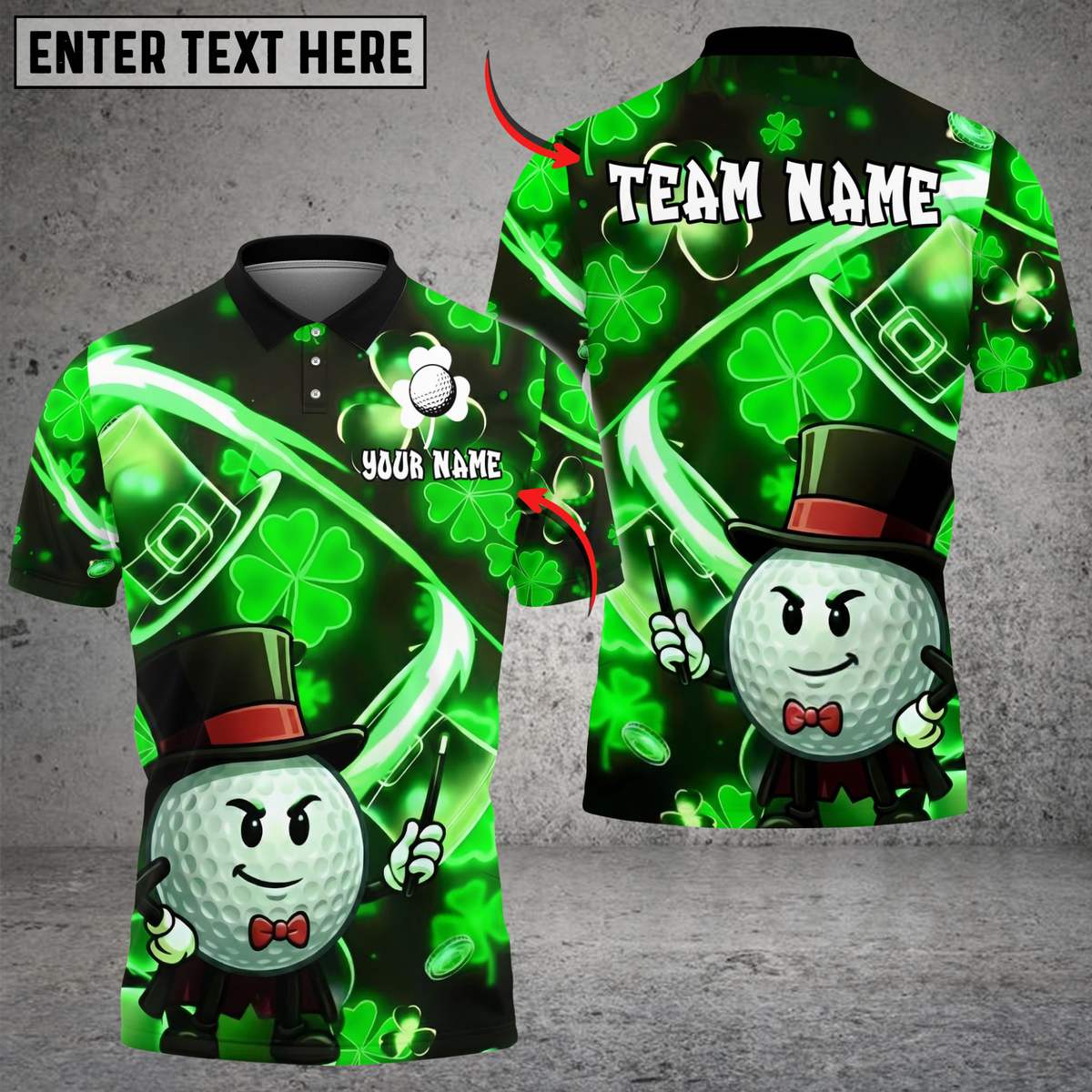 Blisscorners Lucky Swing Golf Polo Shirt Custom Name &amp; Team Name 3D Shirts
