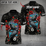 Blisscorners Billiard Raven Rose 8-Ball Personalized Name 3D Unisex Shirt