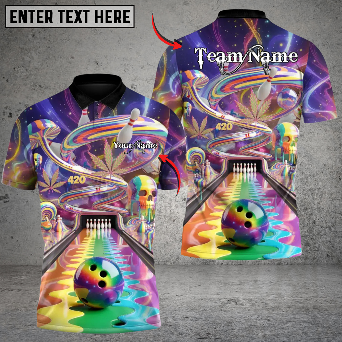 Blisscorners Trippy Universe 420 Bowling Personalized Name 3D Unisex Shirt
