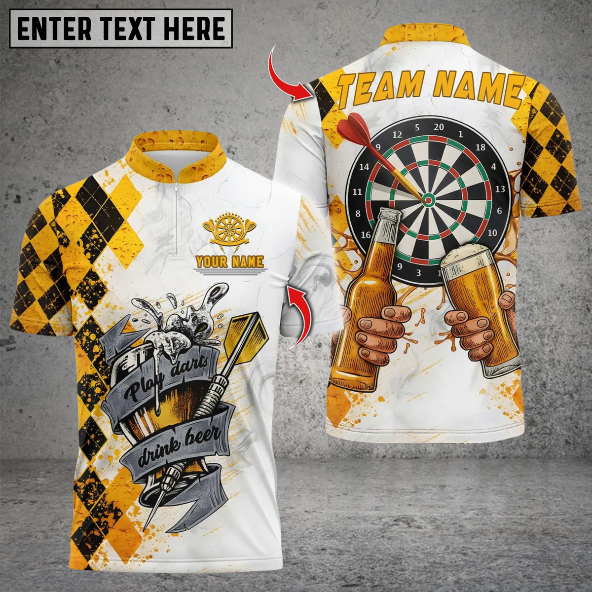 Blisscorners Personalized Name Dart Polo Shirt, Player Darts Drink Beer Design ,Custom Team Shirt for Men, Gift for Darts Players