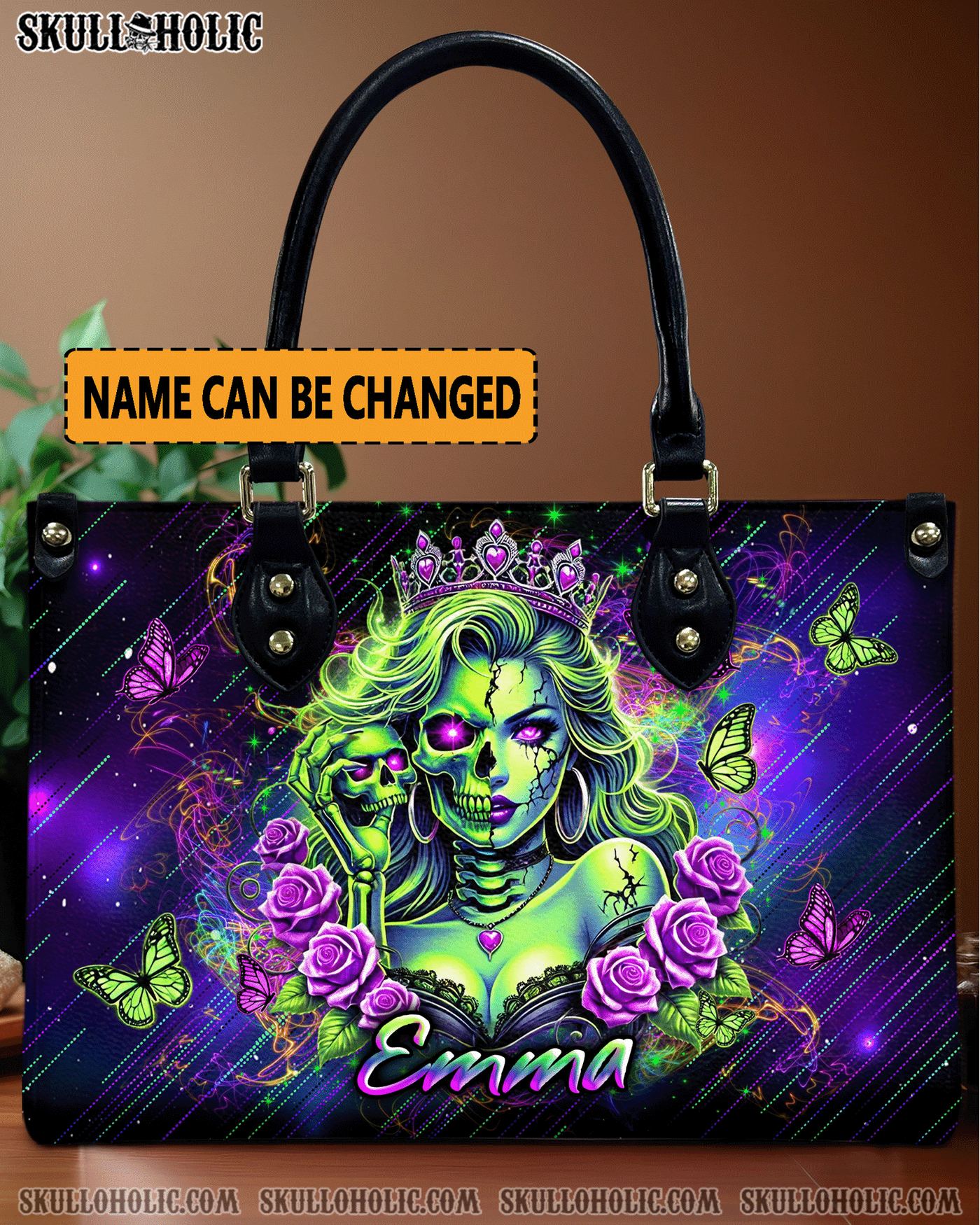BLISSCORNERS SKULL LADY QUEEN LEATHER HANDBAG