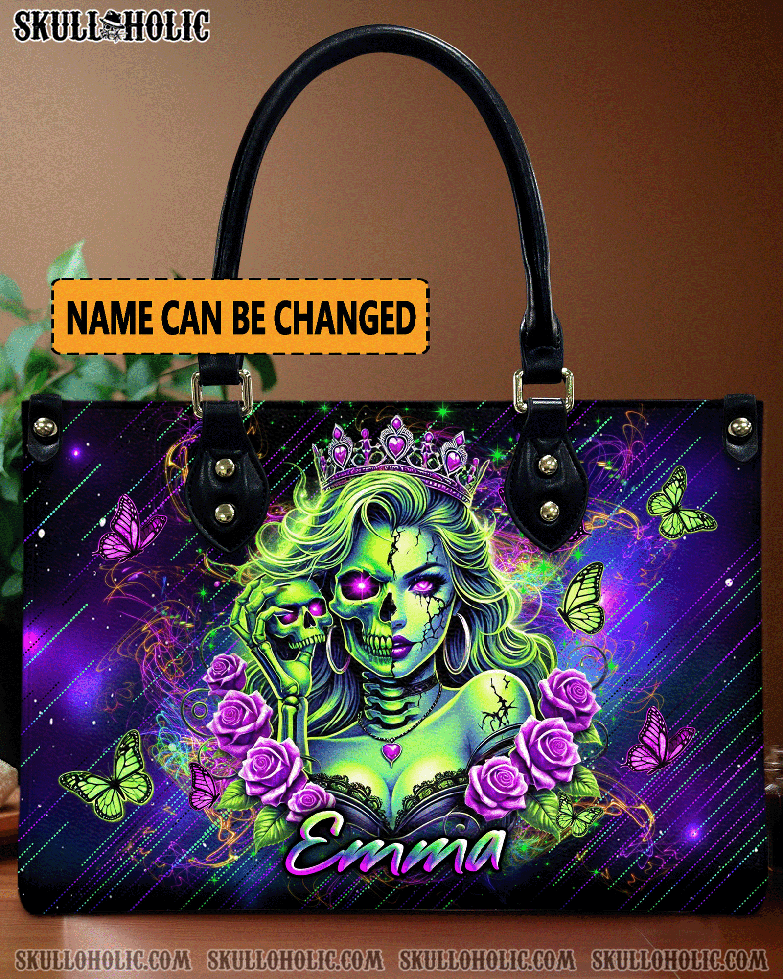 BLISSCORNERS SKULL LADY QUEEN LEATHER HANDBAG