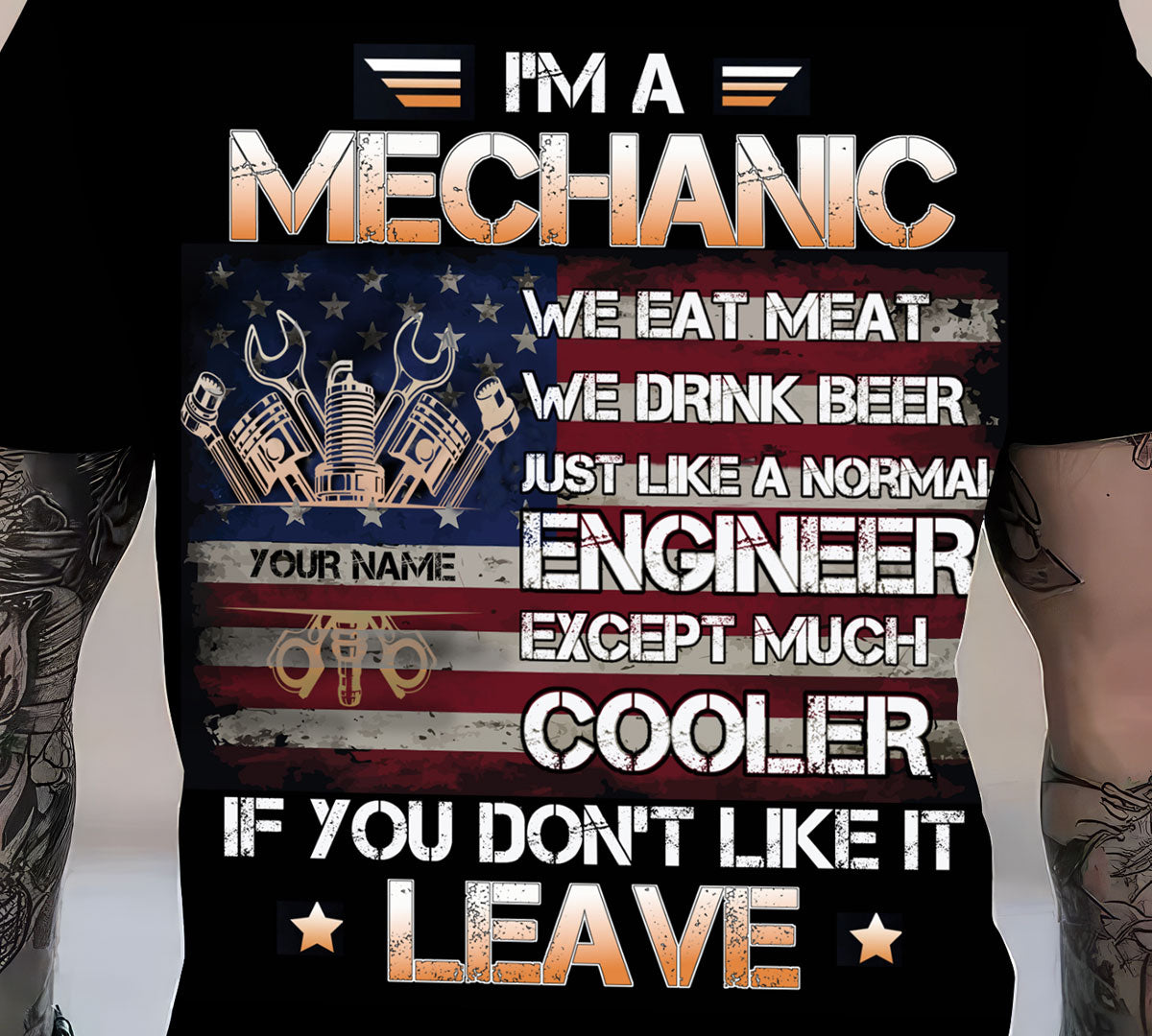 Blisscorners I'm A Mechanic Printed T Shirt We Eat Meat We Drink Beer Funny Mechanic Shirt