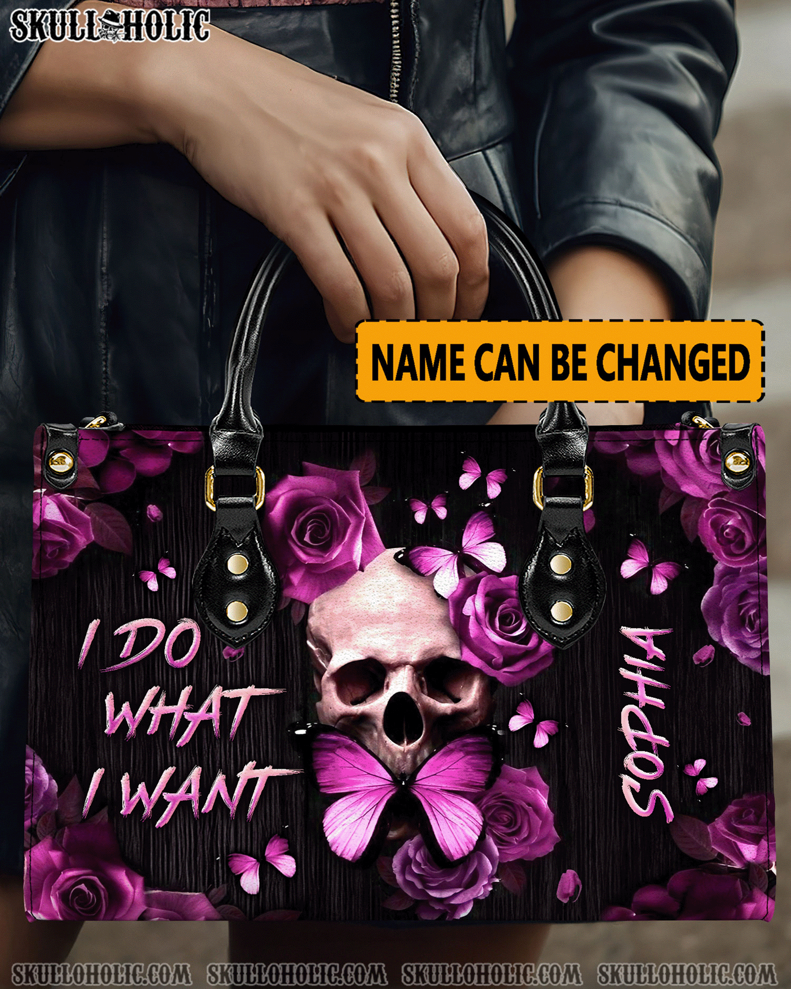 BLISSCORNERS I DO WHAT I WANT SKULL ROSE LEATHER HANDBAG