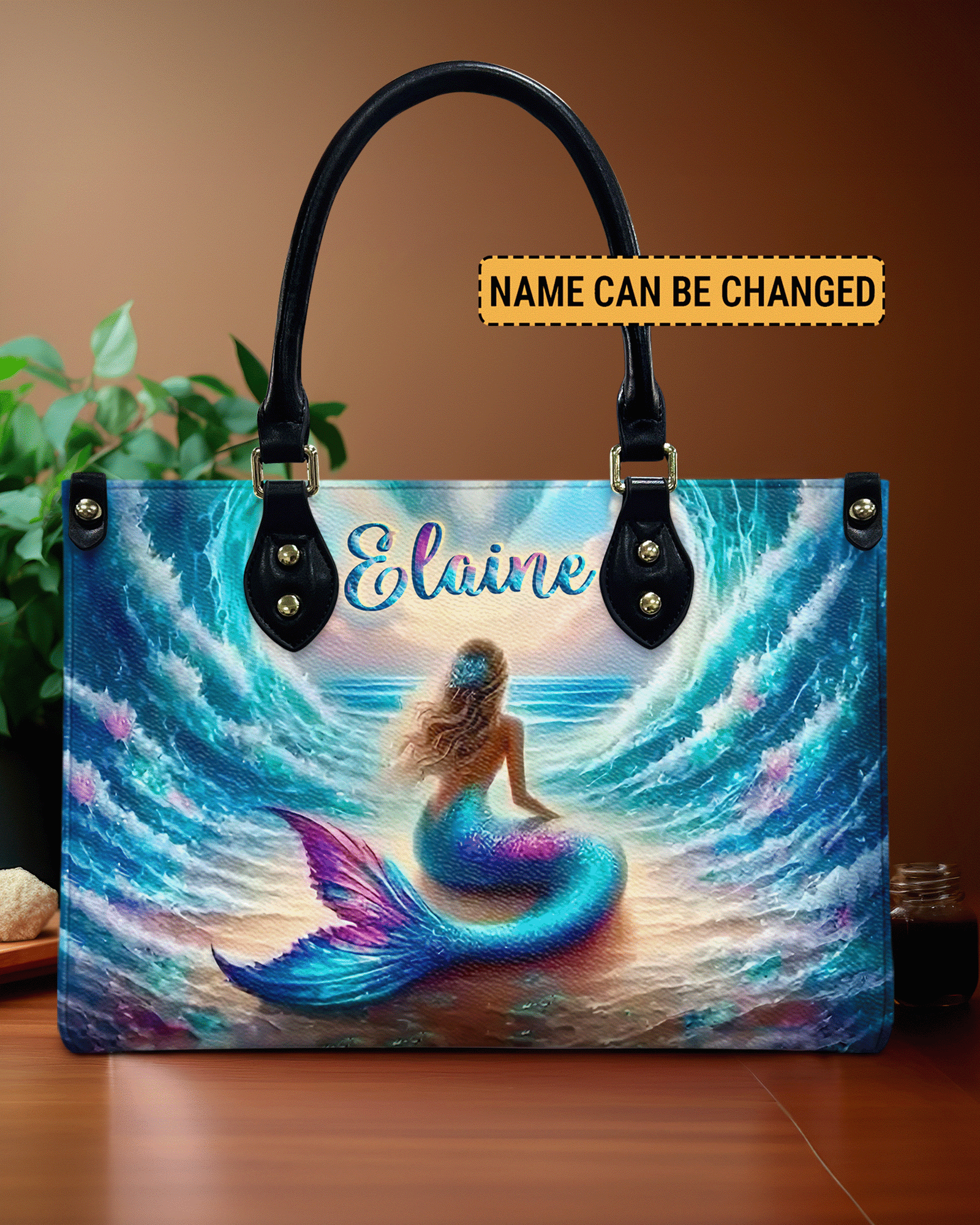 BLISSCORNERS MERMAID WAVES LEATHER HANDBAG