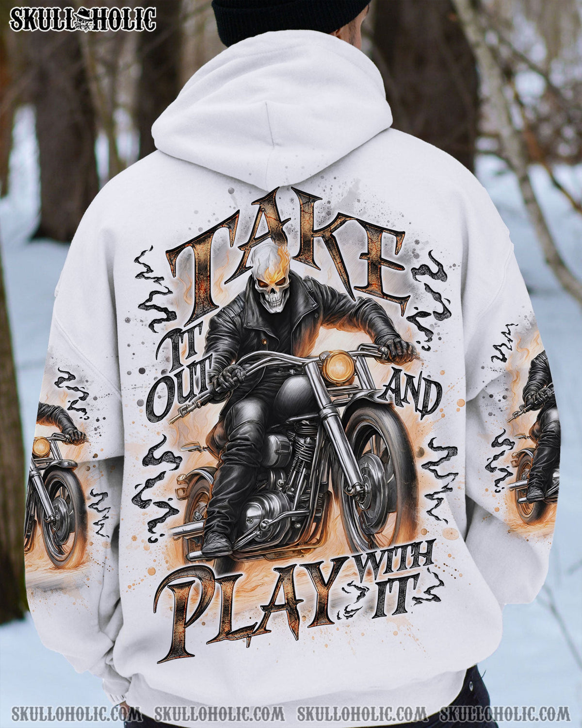BLISSCORNERS TAKE IT OUT AND PLAY WITH IT BIKER SKULL ALL OVER PRINT