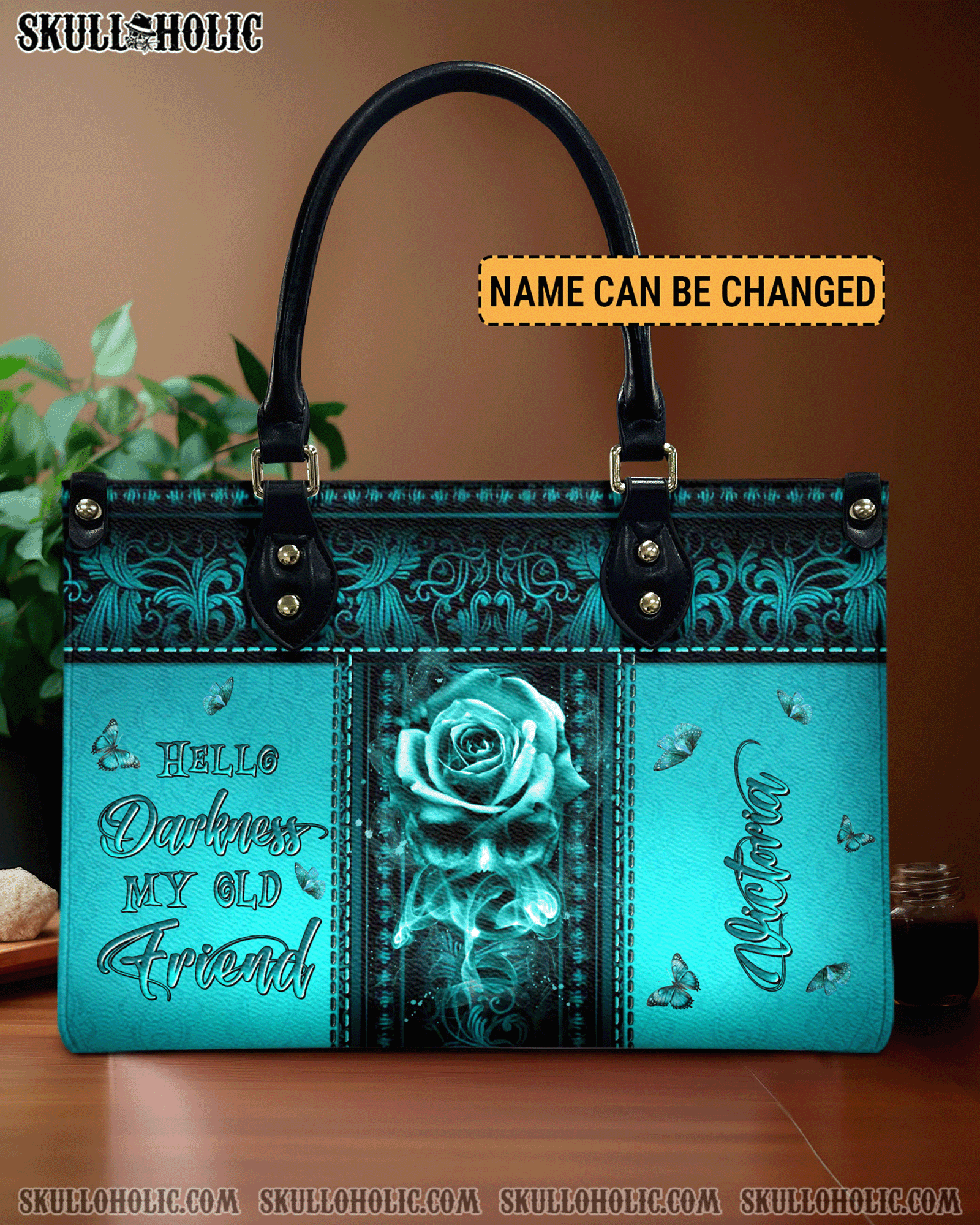BLISSCORNERS HELLO DARKNESS MY OLD FRIEND LEATHER HANDBAG