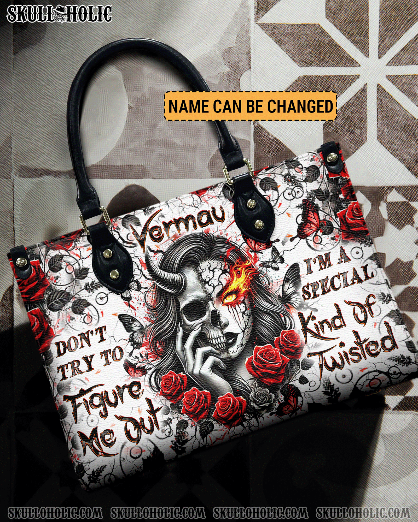 BLISSCORNERS DON'T TRY TO FIGURE ME OUT LEATHER HANDBAG