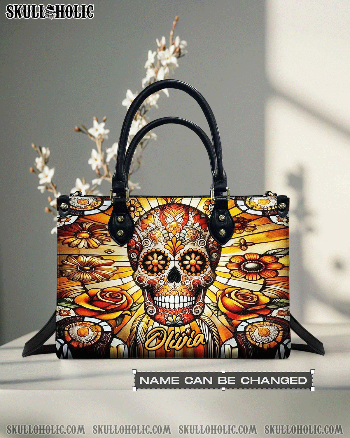 BLISSCORNERS SUGAR SKULL LEATHER HANDBAG
