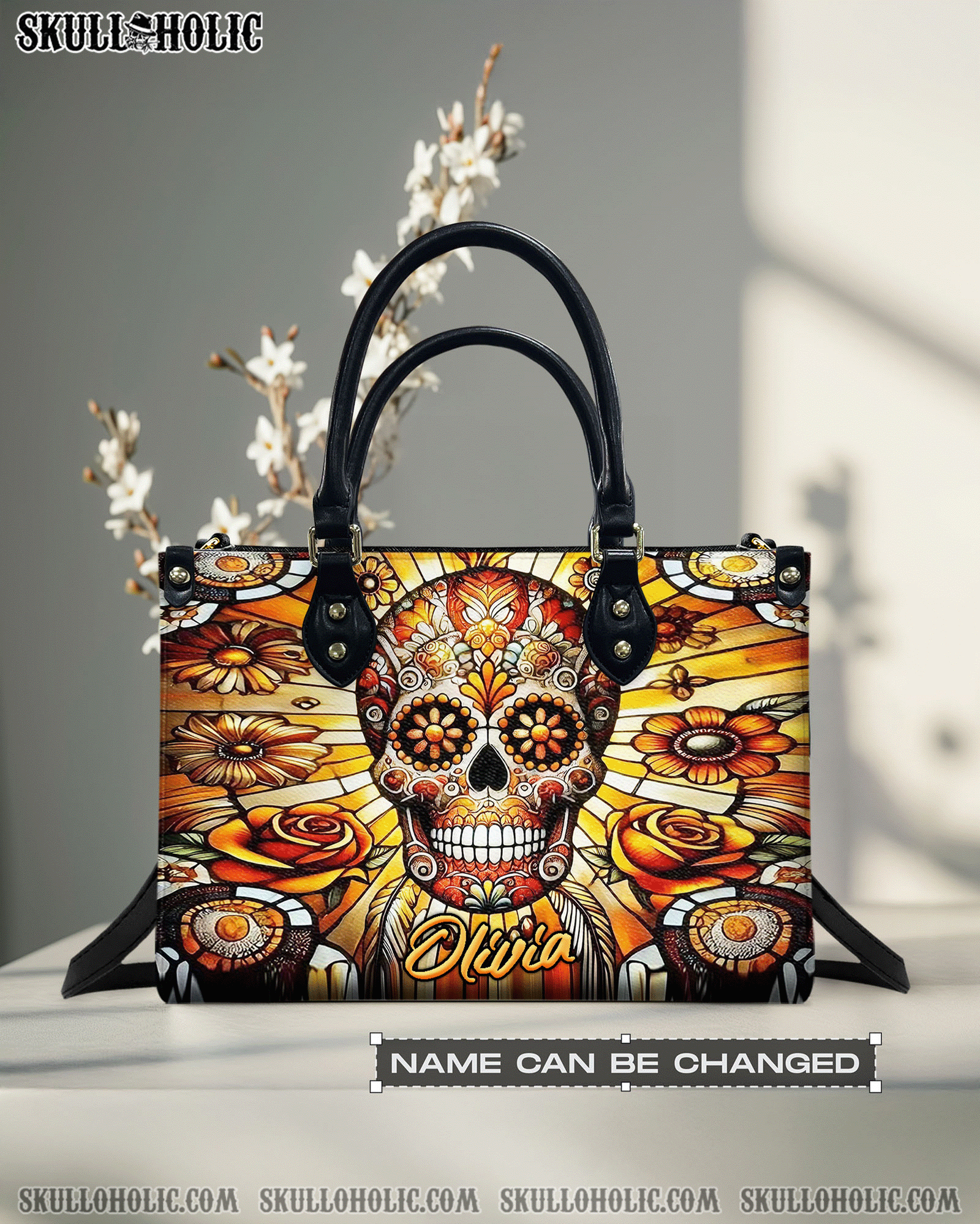 BLISSCORNERS SUGAR SKULL LEATHER HANDBAG
