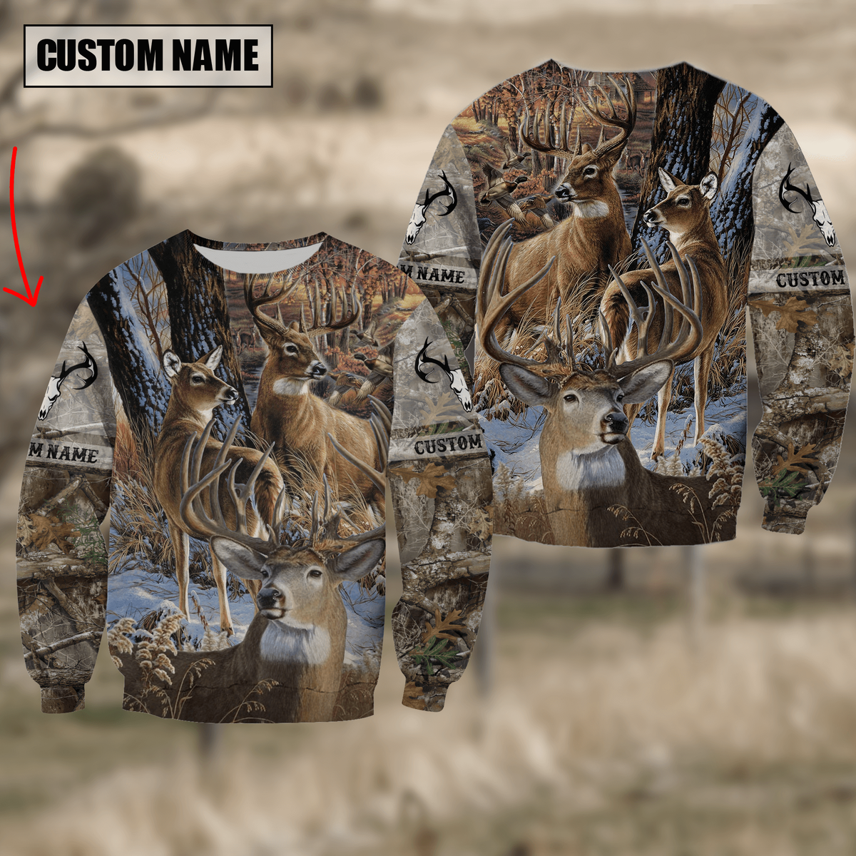 Blisscorners Custom Name Hunting Deer Autunm Style Shirt 3D Shirts