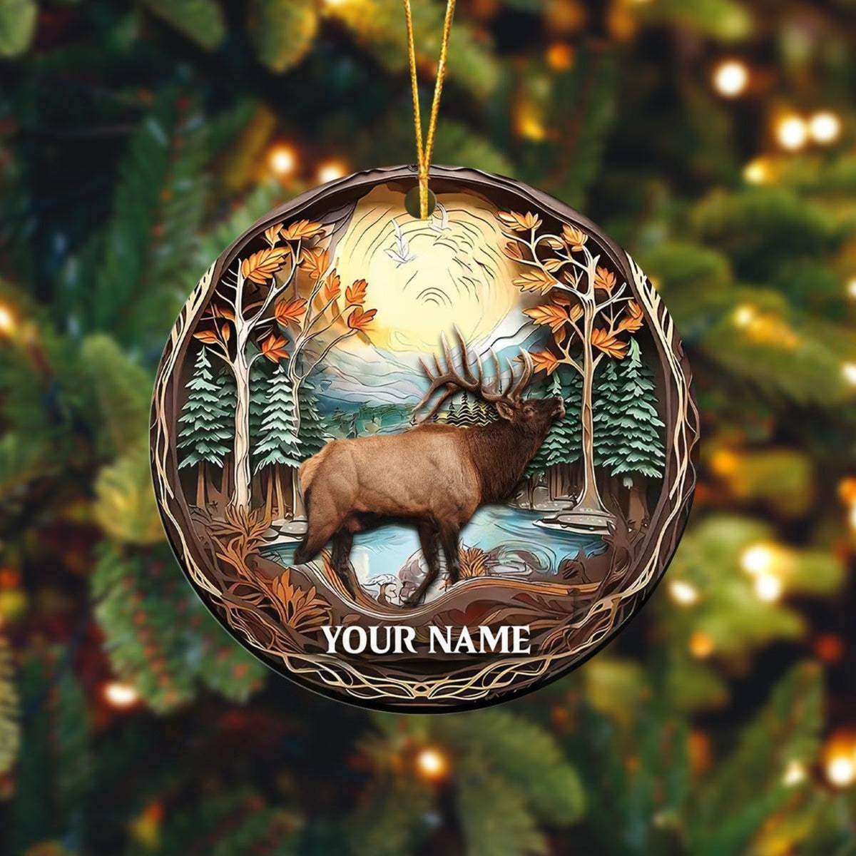 Blisscorners Deer Hunting Customized Name Acrylic Orrnament