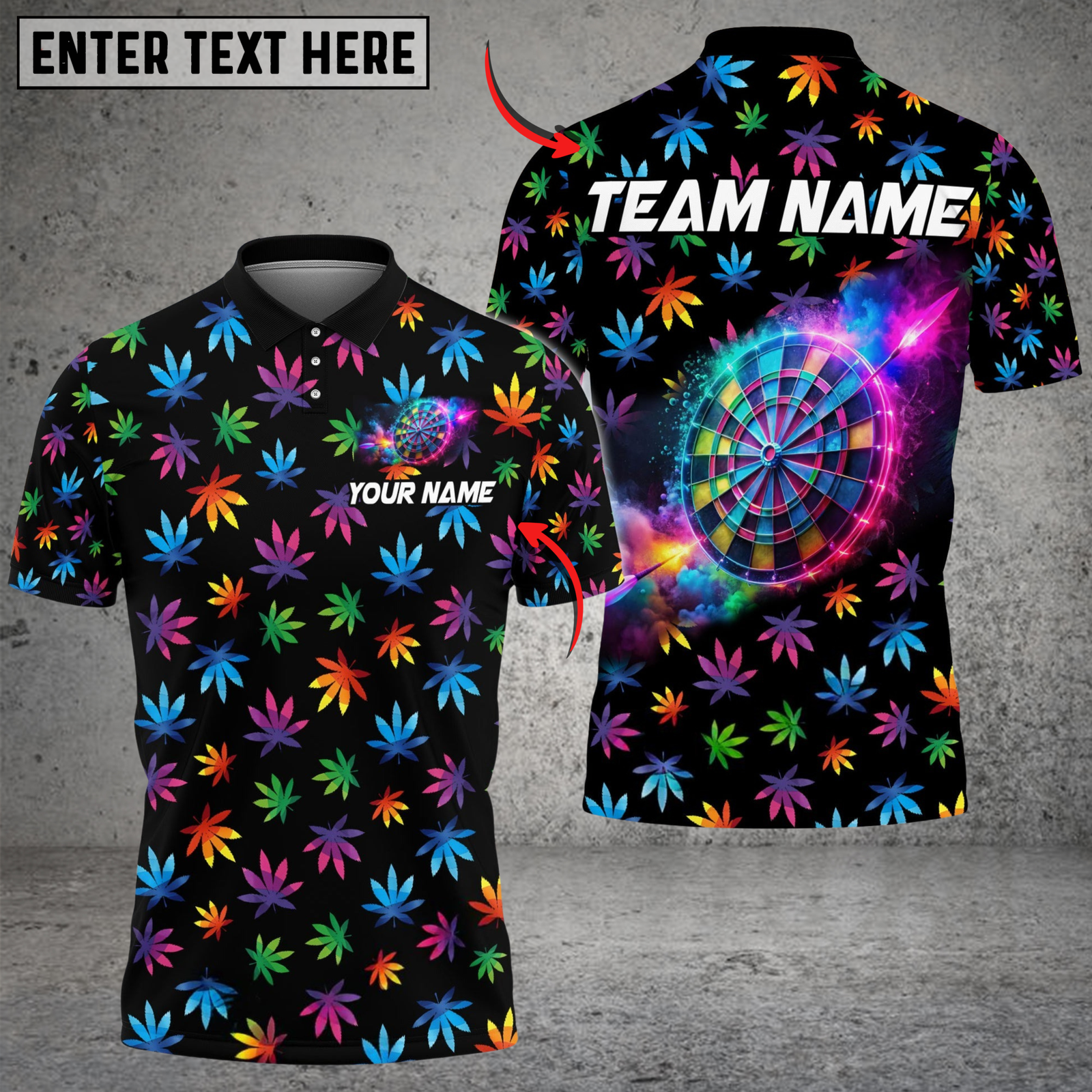 Blisscorners Darts Happy Rainbow Leaf And Dartboard Personalized Name, Team Name 3D Shirt