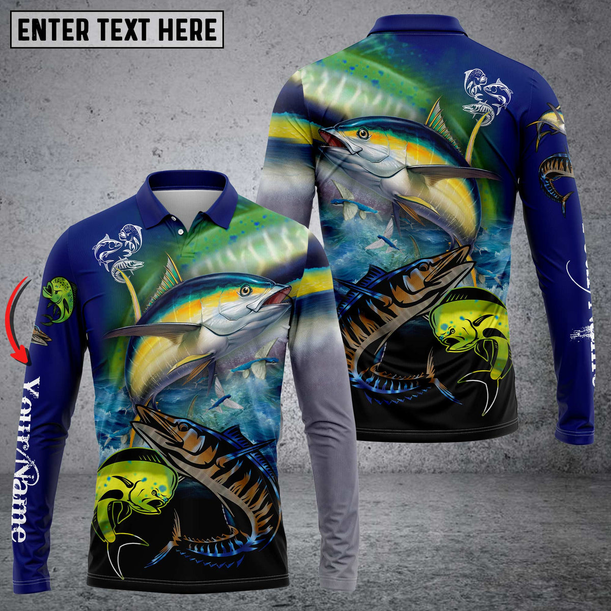 Blisscorners Mahi-Mahi, Wahoo, Tuna Fishing Customize Name 3D Shirts
