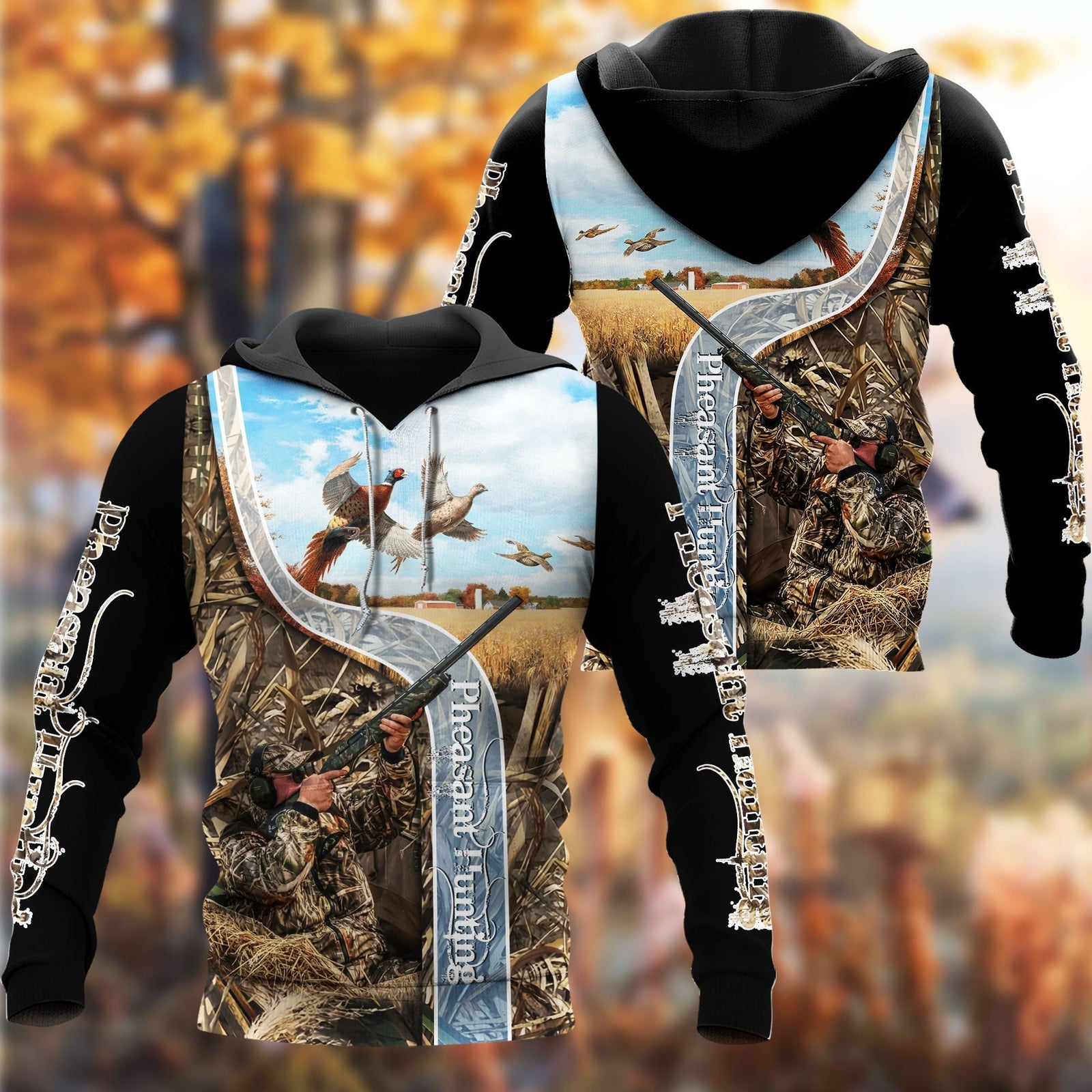 Blisscorners Pheasant Sky Hunting 3D Hoodie