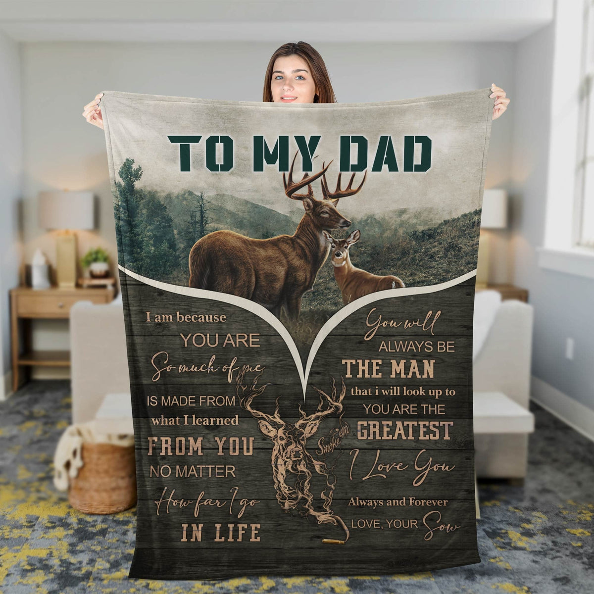 Blisscorners To My Dad Deer Hunting Blanket