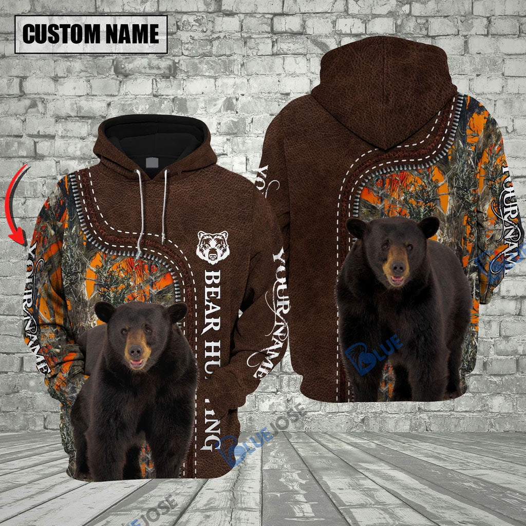 Blisscorners Customized Name Bear Hunting Zipper Pattern 3D Shirts