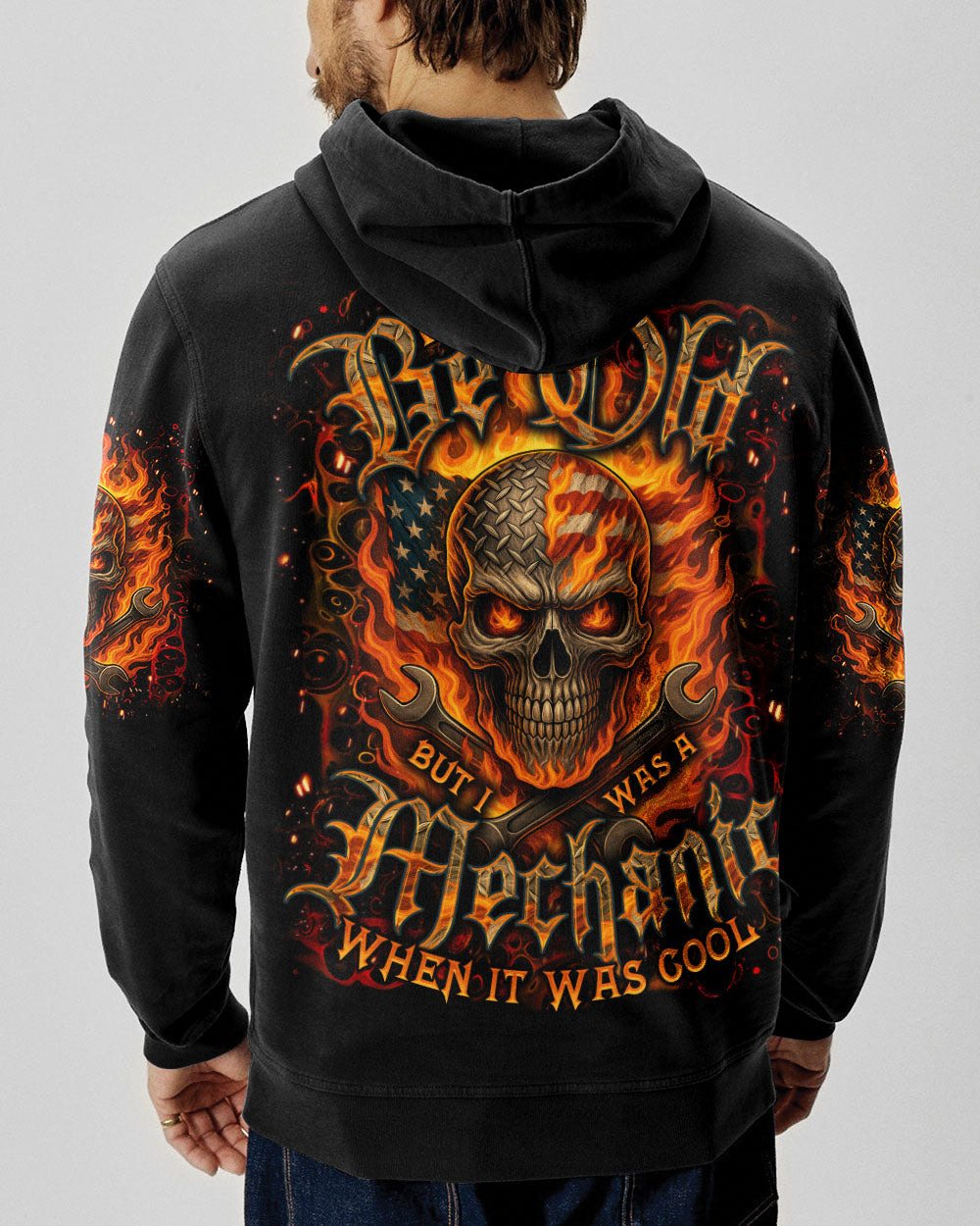 BLISSCORNERS CAREFUL BOY I'M AN OLD LINEMAN SKULL ALL OVER PRINT