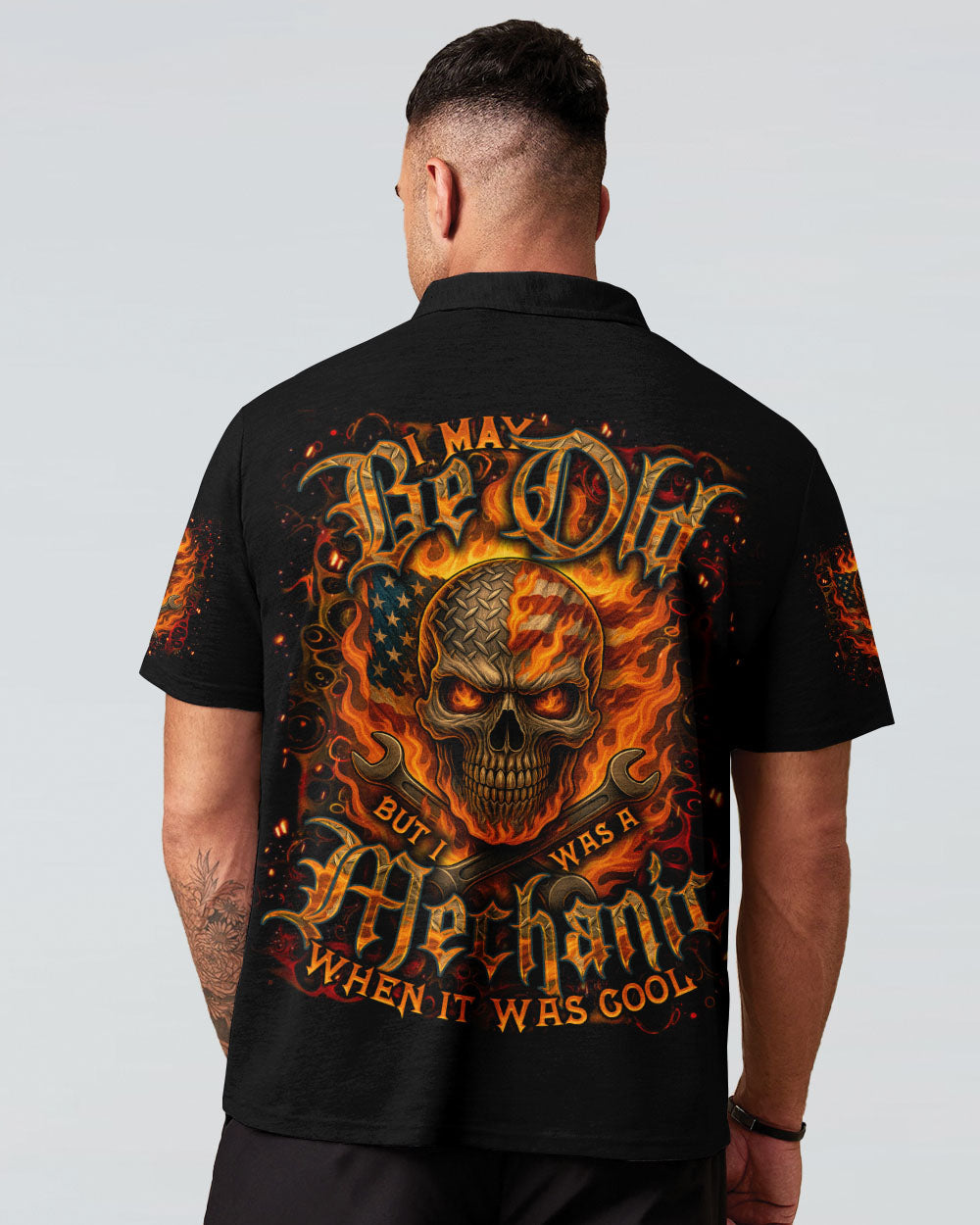 BLISSCORNERS CAREFUL BOY I'M AN OLD LINEMAN SKULL ALL OVER PRINT