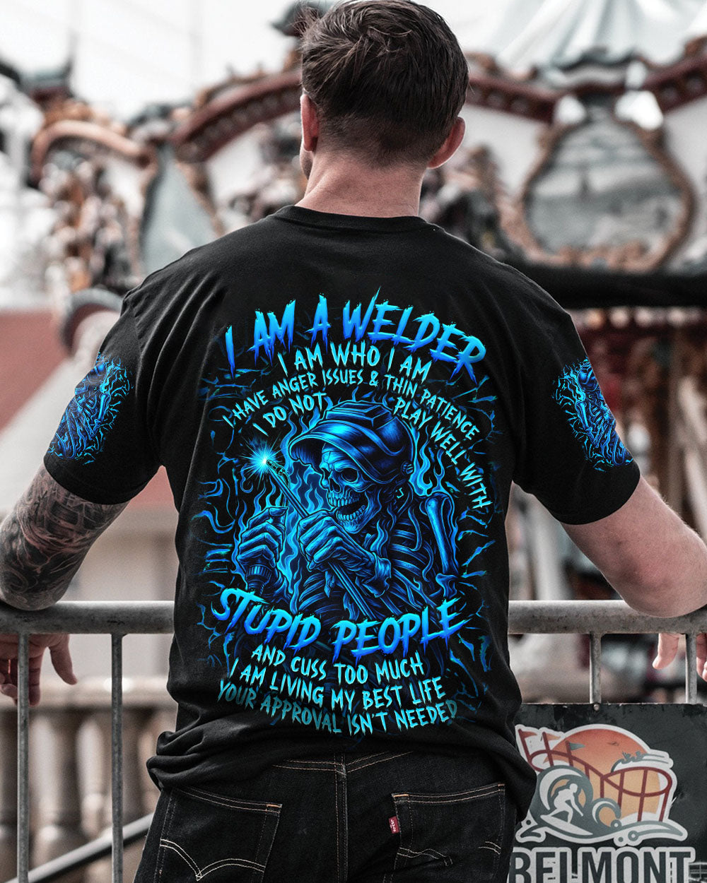 BLISSCORNERS RUN YOUR WELDER NOT YOUR MOUTH ALL OVER PRINT