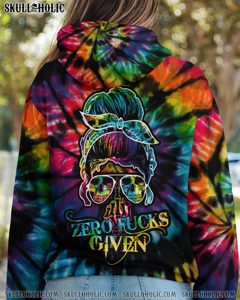 BLISSCORNERS ZERO FCKS GIVEN SKULL TIE DYE ALL OVER PRINT