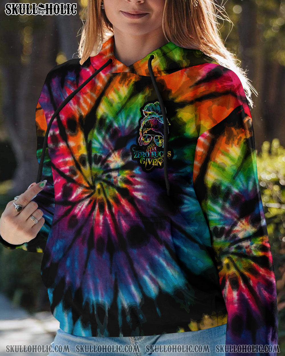 BLISSCORNERS ZERO FCKS GIVEN SKULL TIE DYE ALL OVER PRINT
