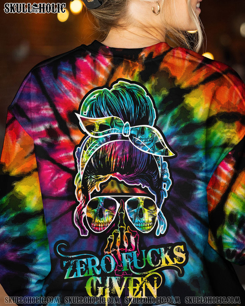 BLISSCORNERS ZERO FCKS GIVEN SKULL TIE DYE ALL OVER PRINT