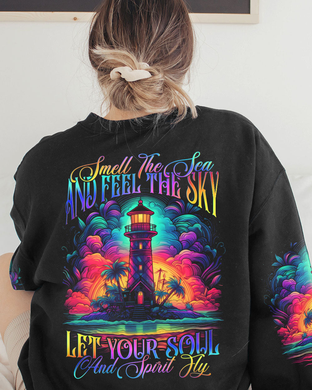 BLISSCORNERS SMELL THE SEA AND FEEL THE SKY LIGHT HOUSE ALL OVER PRINT