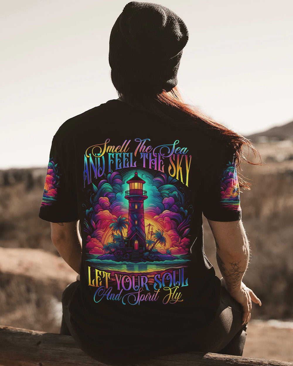 BLISSCORNERS SMELL THE SEA AND FEEL THE SKY LIGHT HOUSE ALL OVER PRINT