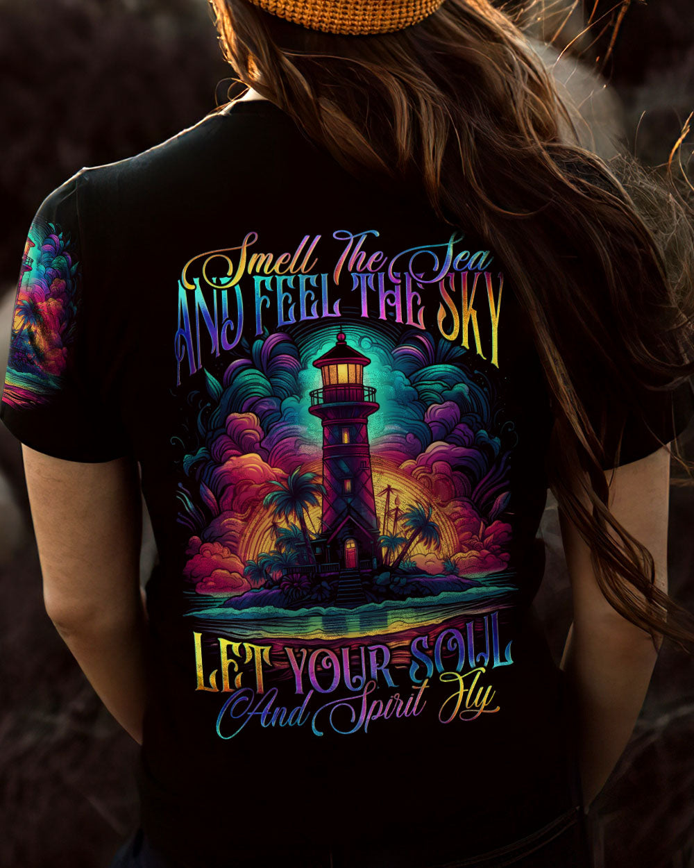 BLISSCORNERS SMELL THE SEA AND FEEL THE SKY LIGHT HOUSE ALL OVER PRINT