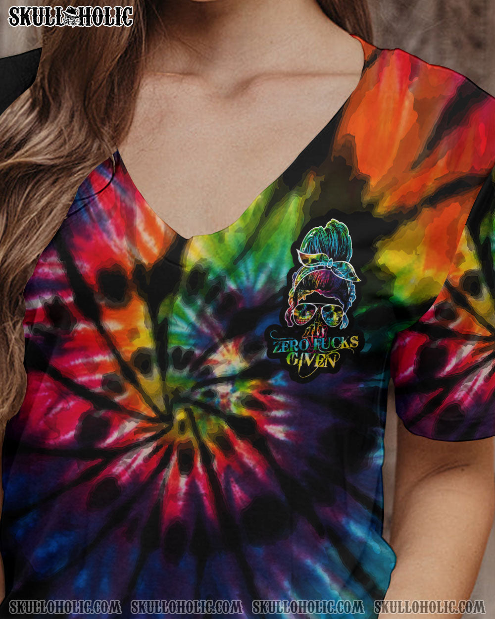 BLISSCORNERS ZERO FCKS GIVEN SKULL TIE DYE ALL OVER PRINT