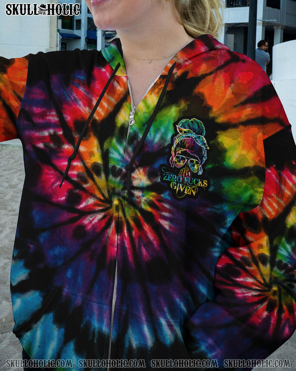 BLISSCORNERS ZERO FCKS GIVEN SKULL TIE DYE ALL OVER PRINT