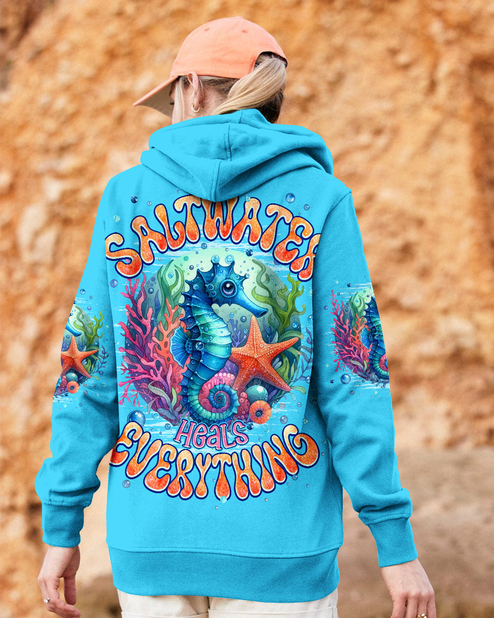 BLISSCORNERS SALTWATER HEALS EVERYTHING SEAHORSE ALL OVER PRINT