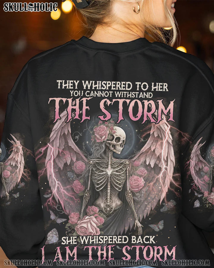 BLISSCORNERS I AM THE STORM SKELETON ROSES WINGS ALL OVER PRINT