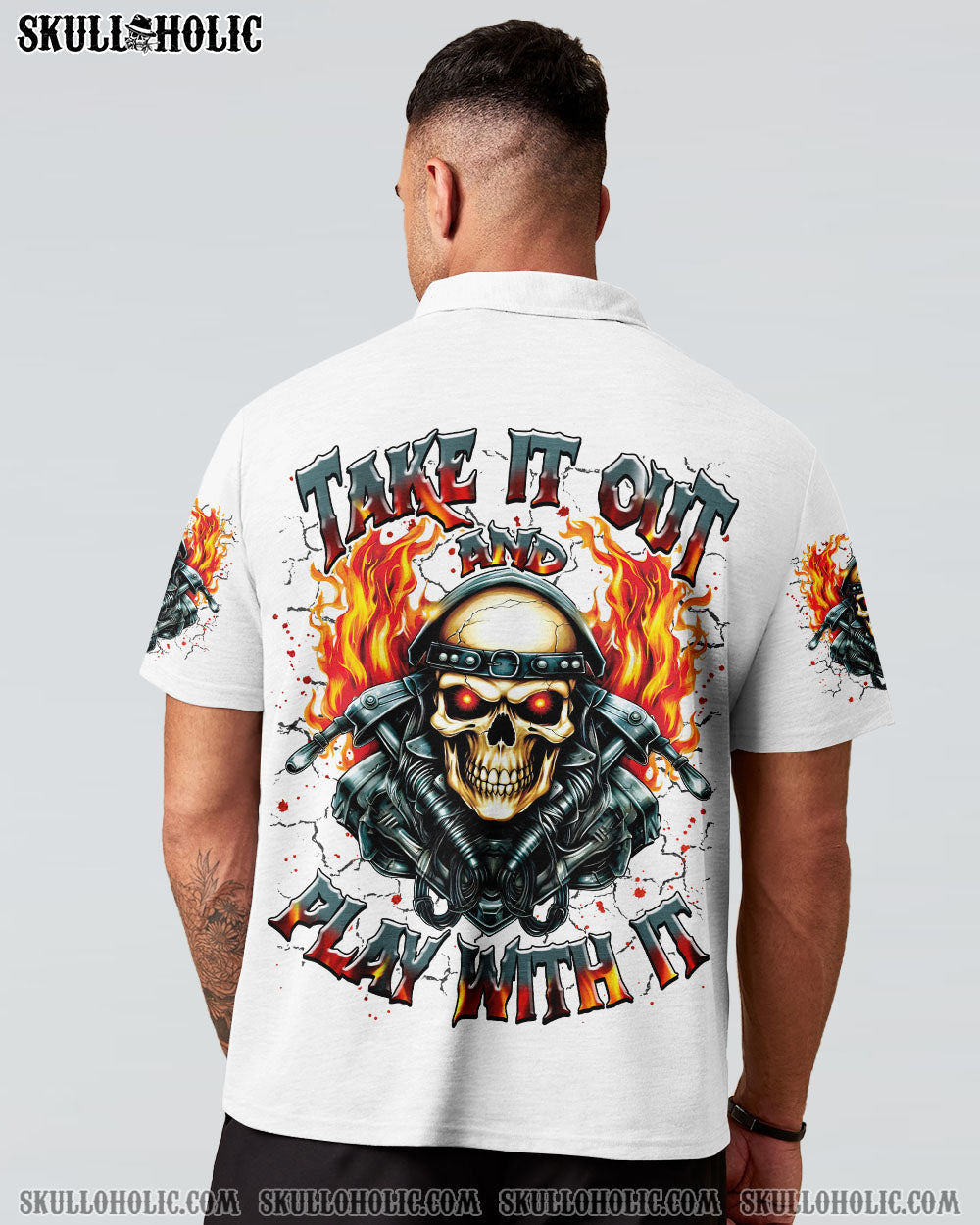 BLISSCORNERS TAKE IT OUT AND PLAY WITH IT BIKER SKULL ALL OVER PRINT