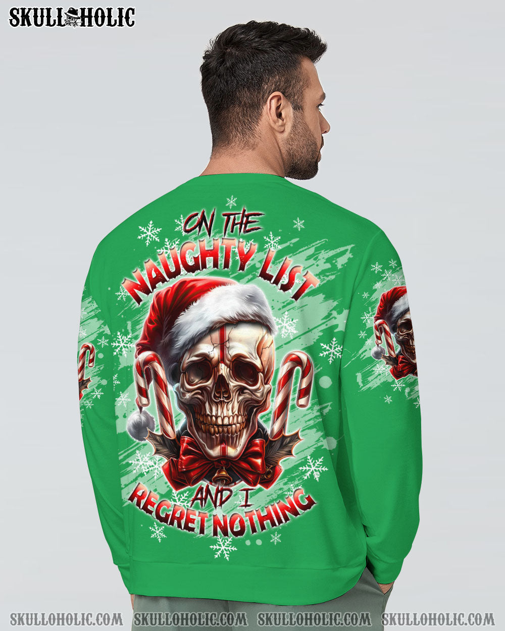 BLISSCORNERS ON THE NAUGHTY LIST SKULL CHRISTMAS ALL OVER PRINT