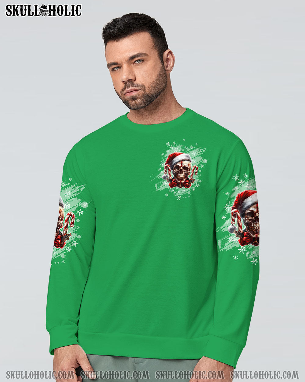 BLISSCORNERS ON THE NAUGHTY LIST SKULL CHRISTMAS ALL OVER PRINT
