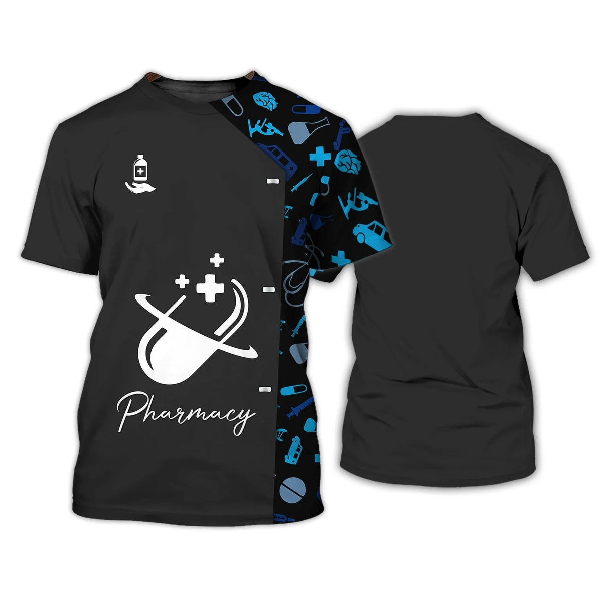 Blisscorners Women's Summer T-shirt V-neck 3d Printing Nurse Uniform Medical Care Ladies New Tops 2023