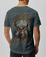 BLISSCORNERS NOT ALL WHO WANDER ARE LOST DEER COMPASS ALL OVER PRINT