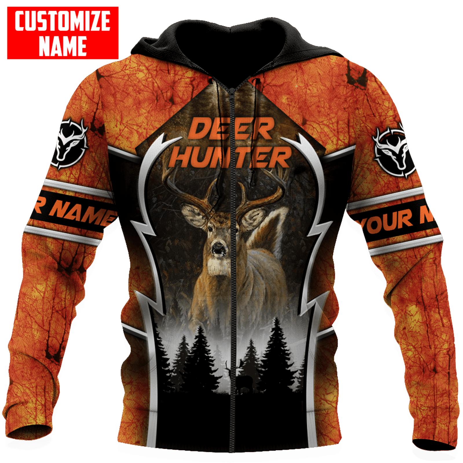 Blisscorners Personalized Deer Hunting Hunter Orange Camo 3D Shirts