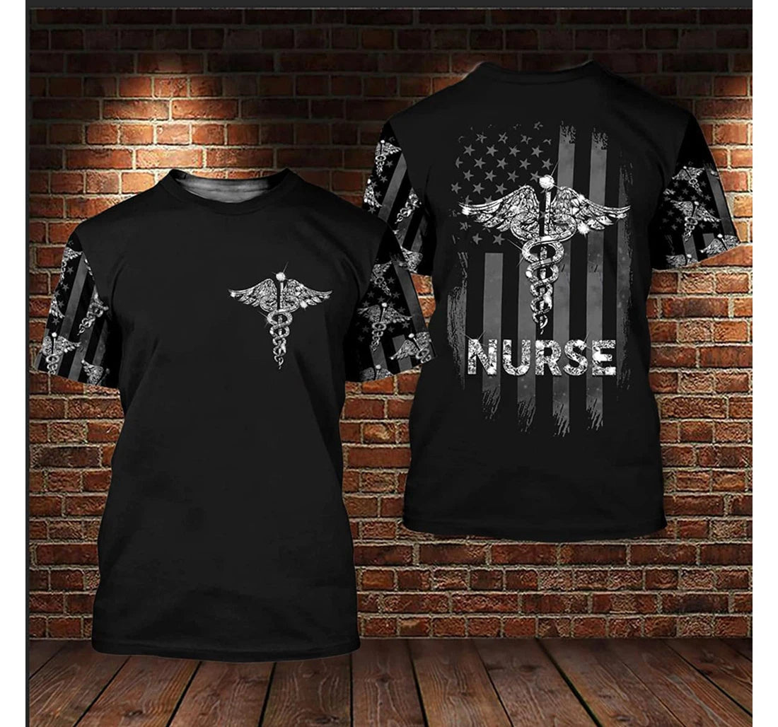 Blisscorners Nurse American Flag Diamond Flag 3D Printed Shirt, Nurse Uniform 3D TShirt