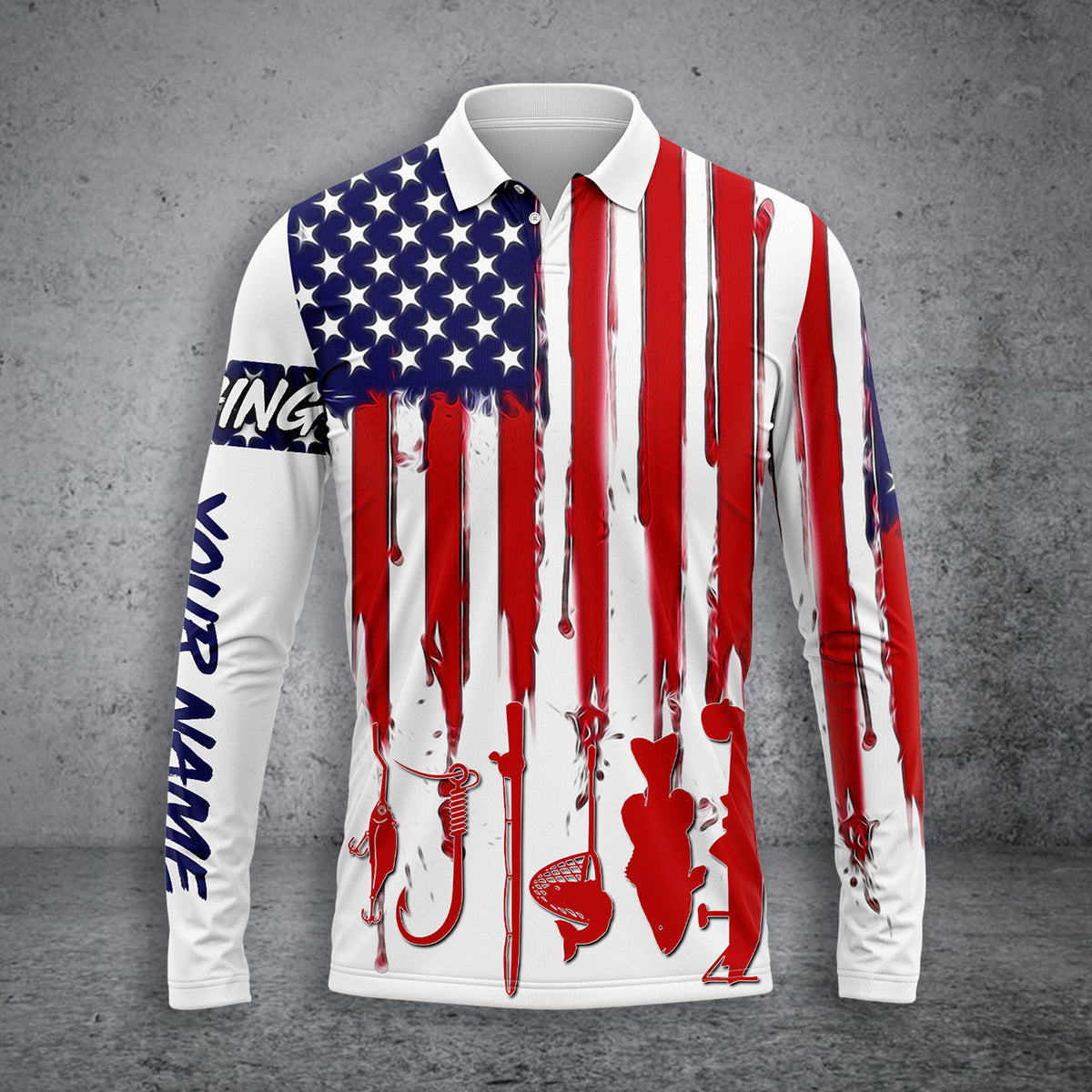 Blisscorners Flag Us Fishing Customize Name 3D Shirts