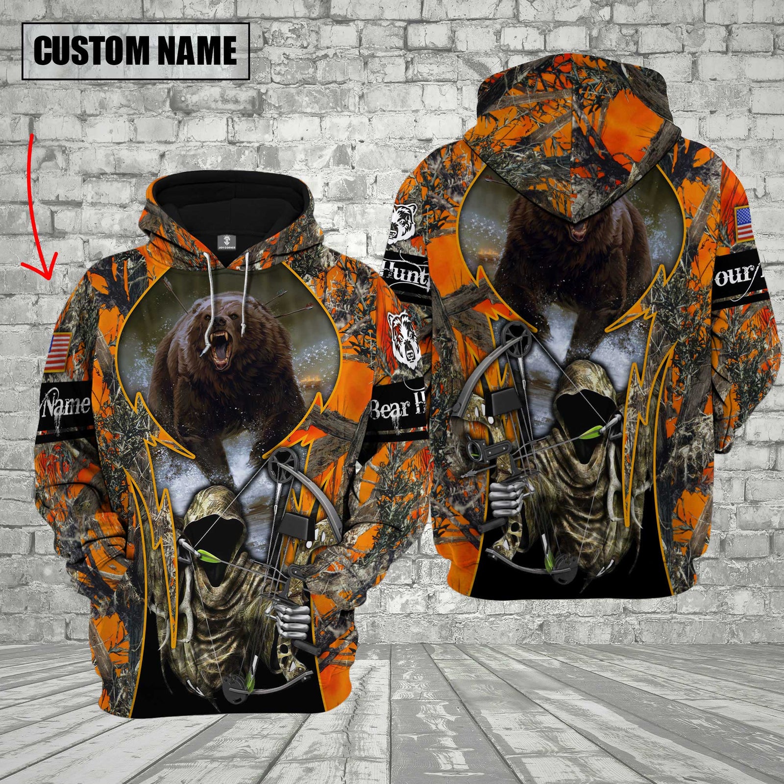 Blisscorners Custom Name Bear Hunting Shirt 3D All Over Printed Clothes