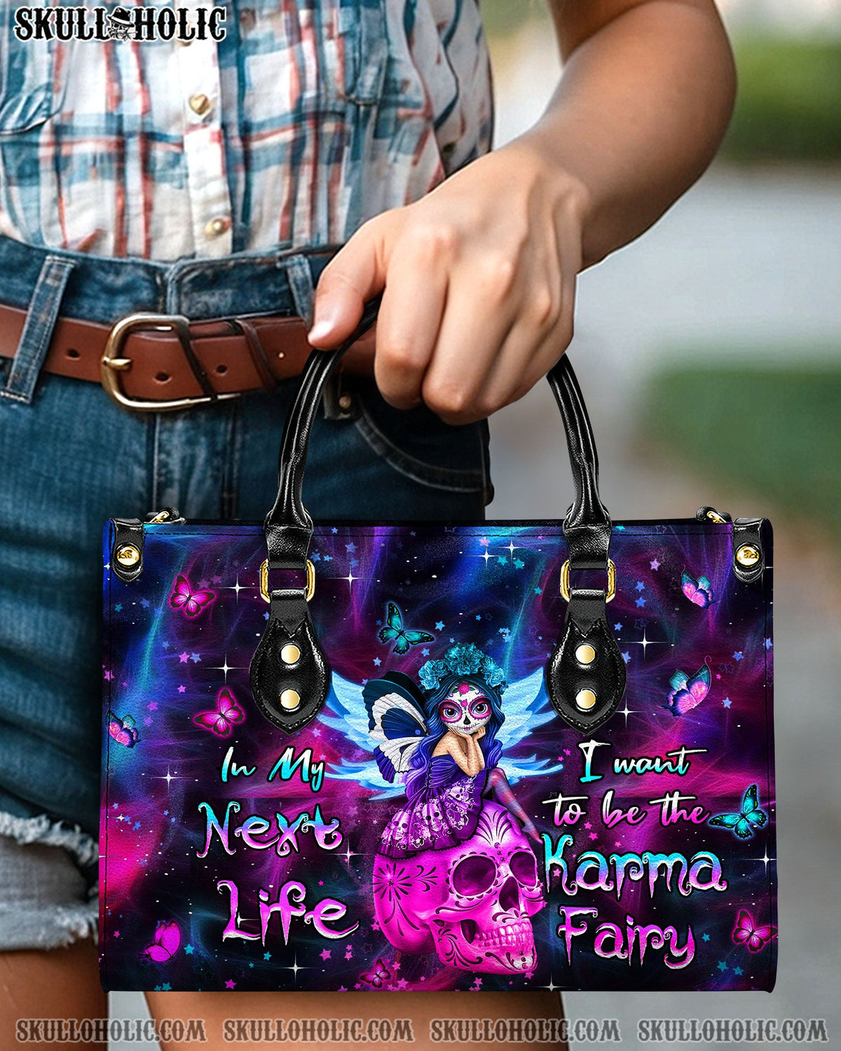 BLISSCORNERS KARMA FAIRY SUGAR SKULL LEATHER HANDBAG