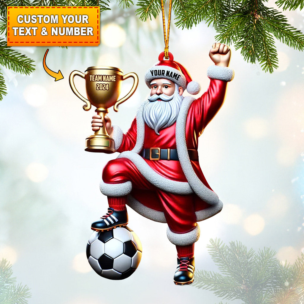 Blisscorners Football Champion Santa Christmas Ornament, Personalized Ornament2D Flat LM2211